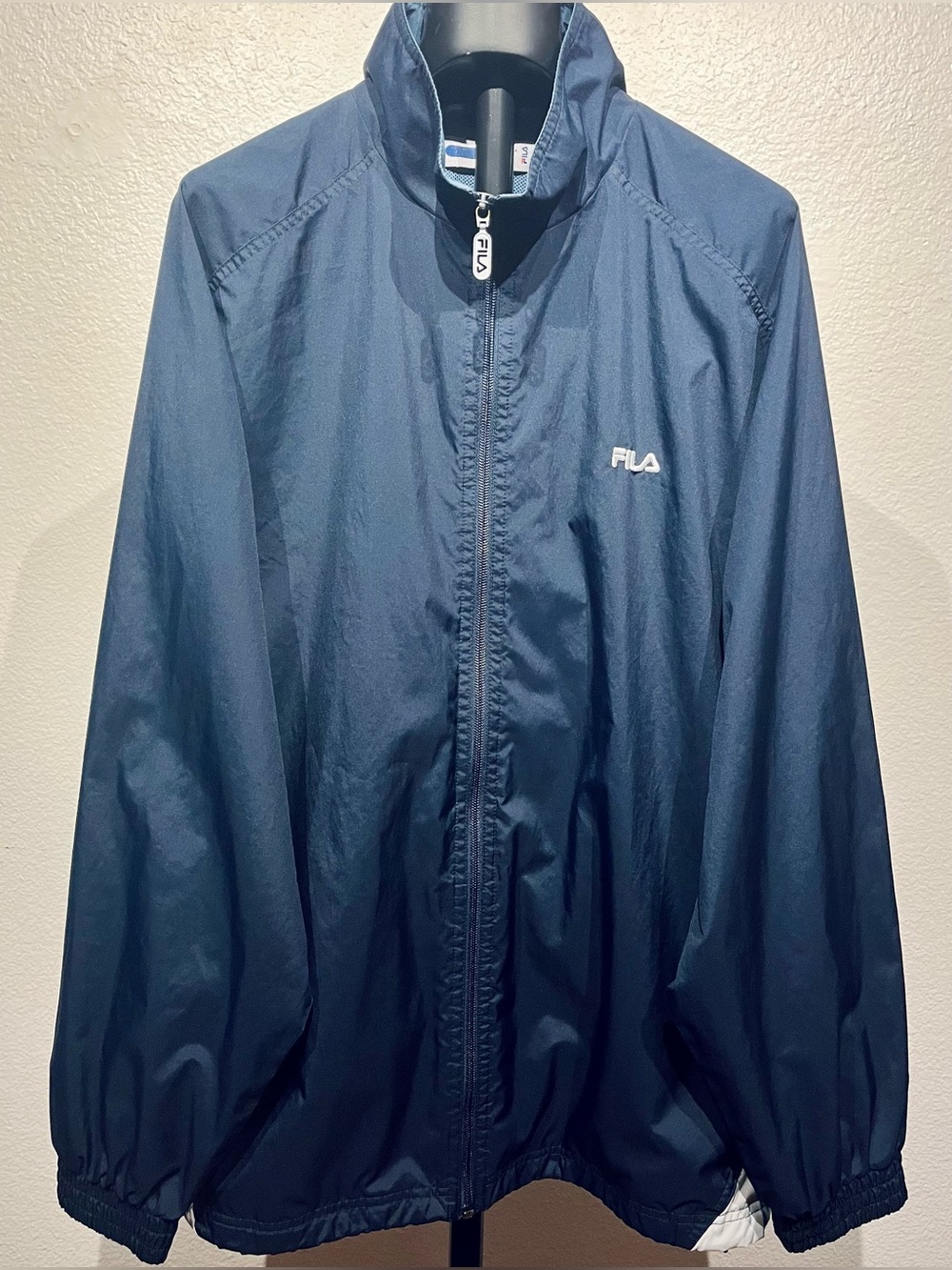 Vintage Fila Navy Blue Full-Zip Windbreaker - Size L (Men’s)
